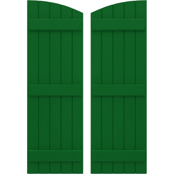 Ekena Millwork Americraft 5-Board (3 Batten) Wood Joined Board-n-Batten Shutters w/Ellipt Top, ARW401BE518X77HGH, PR ARW401BE518X77HGH - main